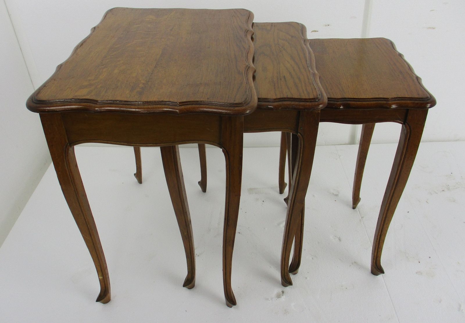 Set Of 3 Wood Stacking Nesting Tables Louis XV Style Vintage Mid Century Wood photo vintage