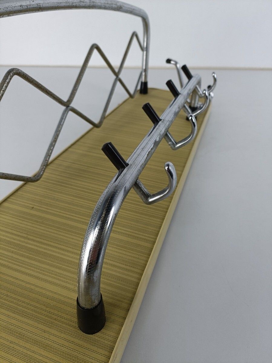 Vintage Mid Century Brass Coat Hat Rack Railroad Pop Art Rockabilly Modernist Fu photo Furniture