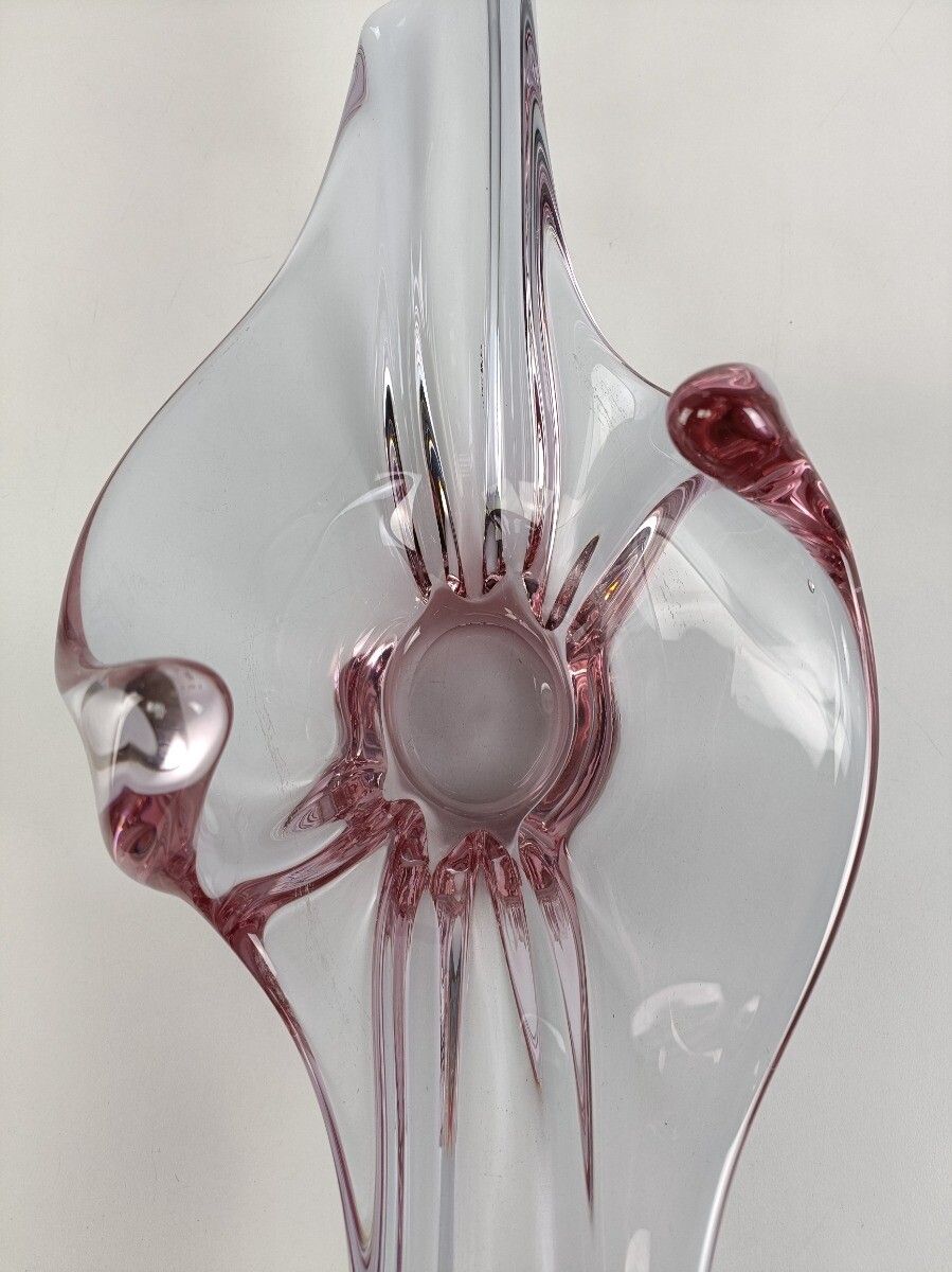 Italian Pink Bowl Dish Centerpiece Murano Seguso Art Glass Modernist Decorative photo vintage