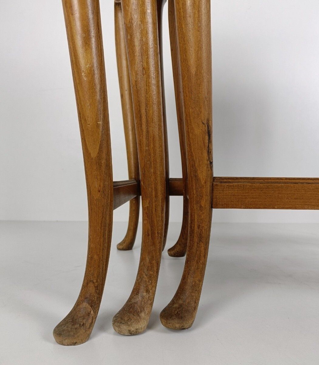 Set Of Three Nesting Stacking Side Tables Carrot Wood Vintage Louis XV Style photo Furniture