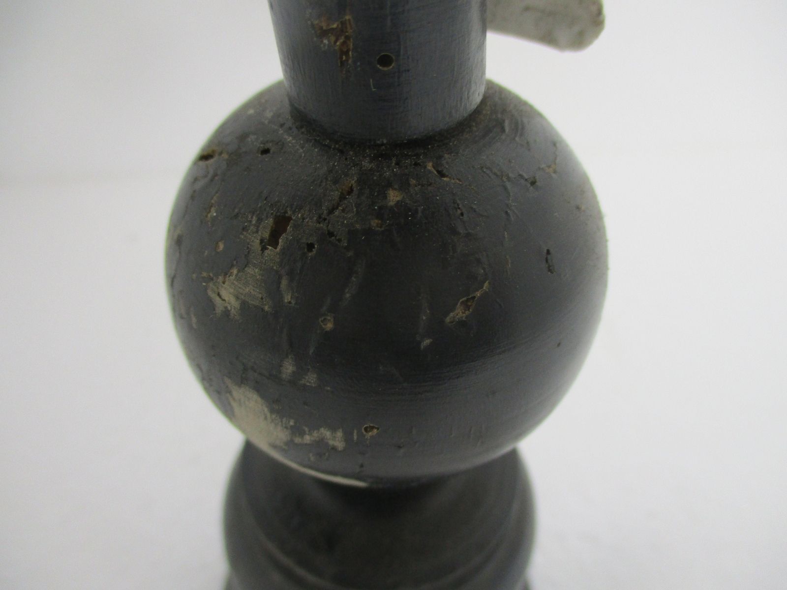 Antique Dark Carved Wood Table Standing Crucifix Round Base  Bobbin  Porcelain A photo 61.0
