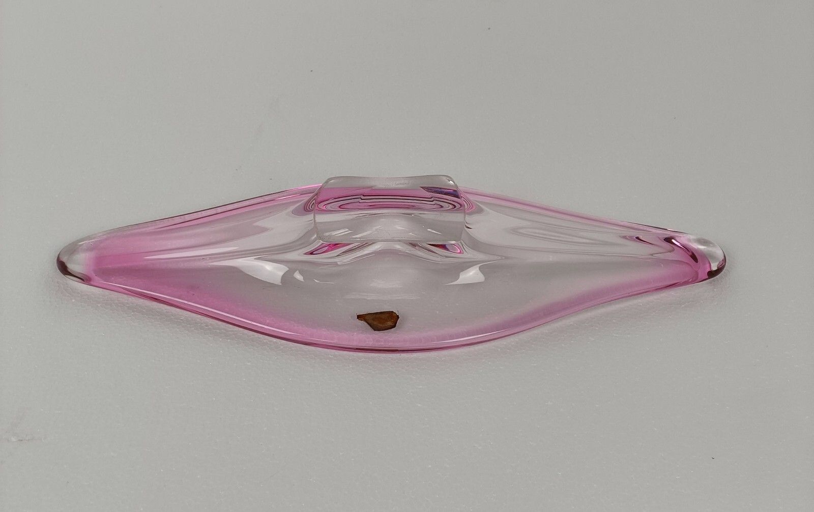 Val St Lambert Belgium Bowl Dish Centerpiece Cranberry Clear Art Glass  Marked photo vinterior