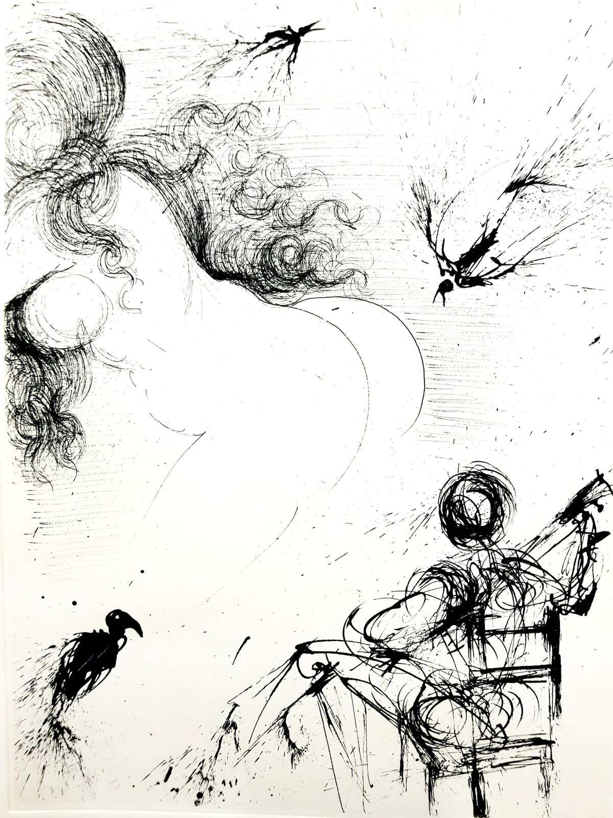 Salvador Dalí­Salvador Dali   Nude With Parrots1967 photo furniture