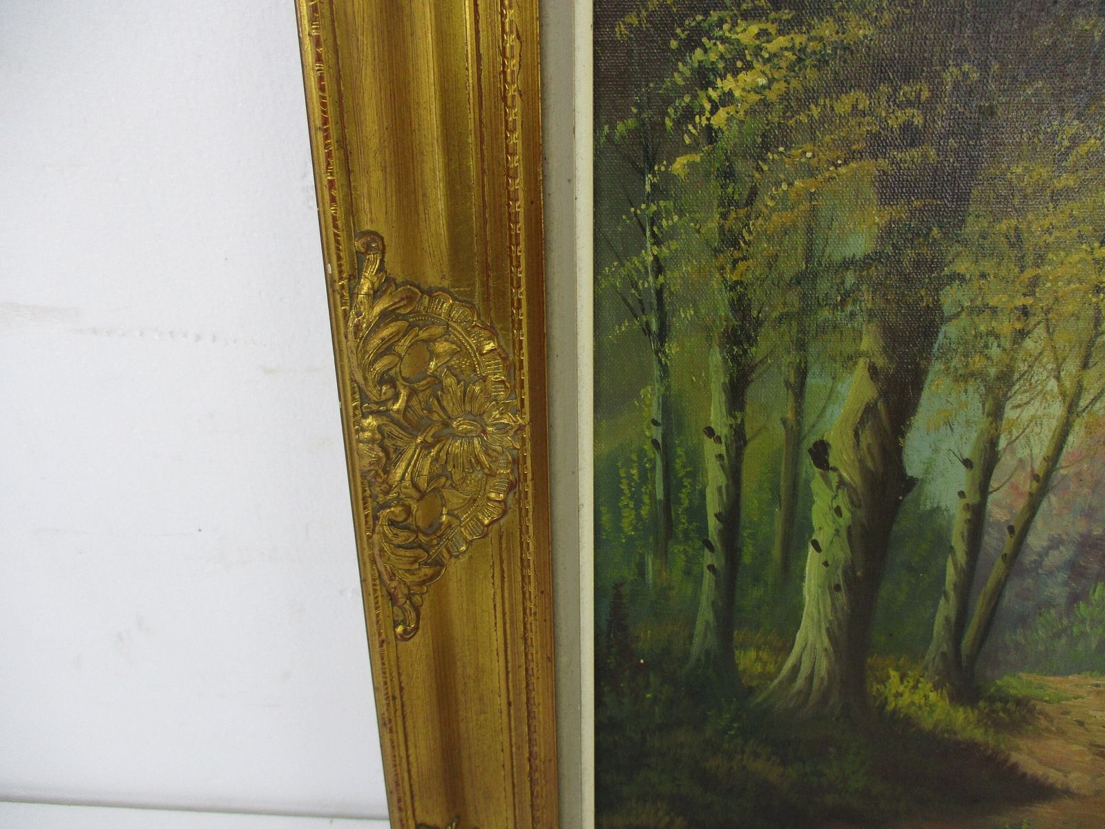 Oil Painting On Wood Plaster Framed Landscape Wood Gorgeous Frame Signed P. Ruel photo for sale