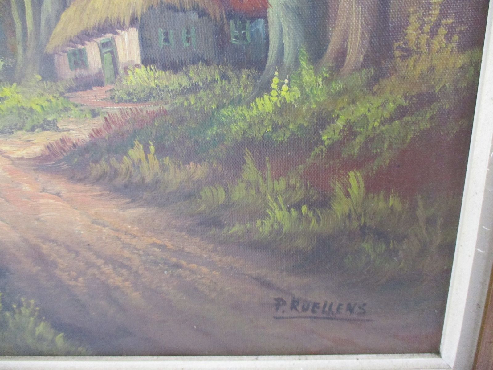 Oil Painting On Wood Plaster Framed Landscape Wood Gorgeous Frame Signed P. Ruel photo Art