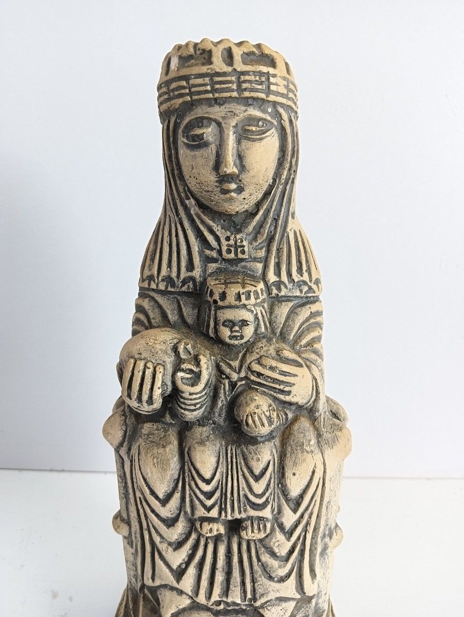 Stoneware Figurine Our Lady Of Notre Dame De Montserrat Black Madonna Infant Jes photo 304.0