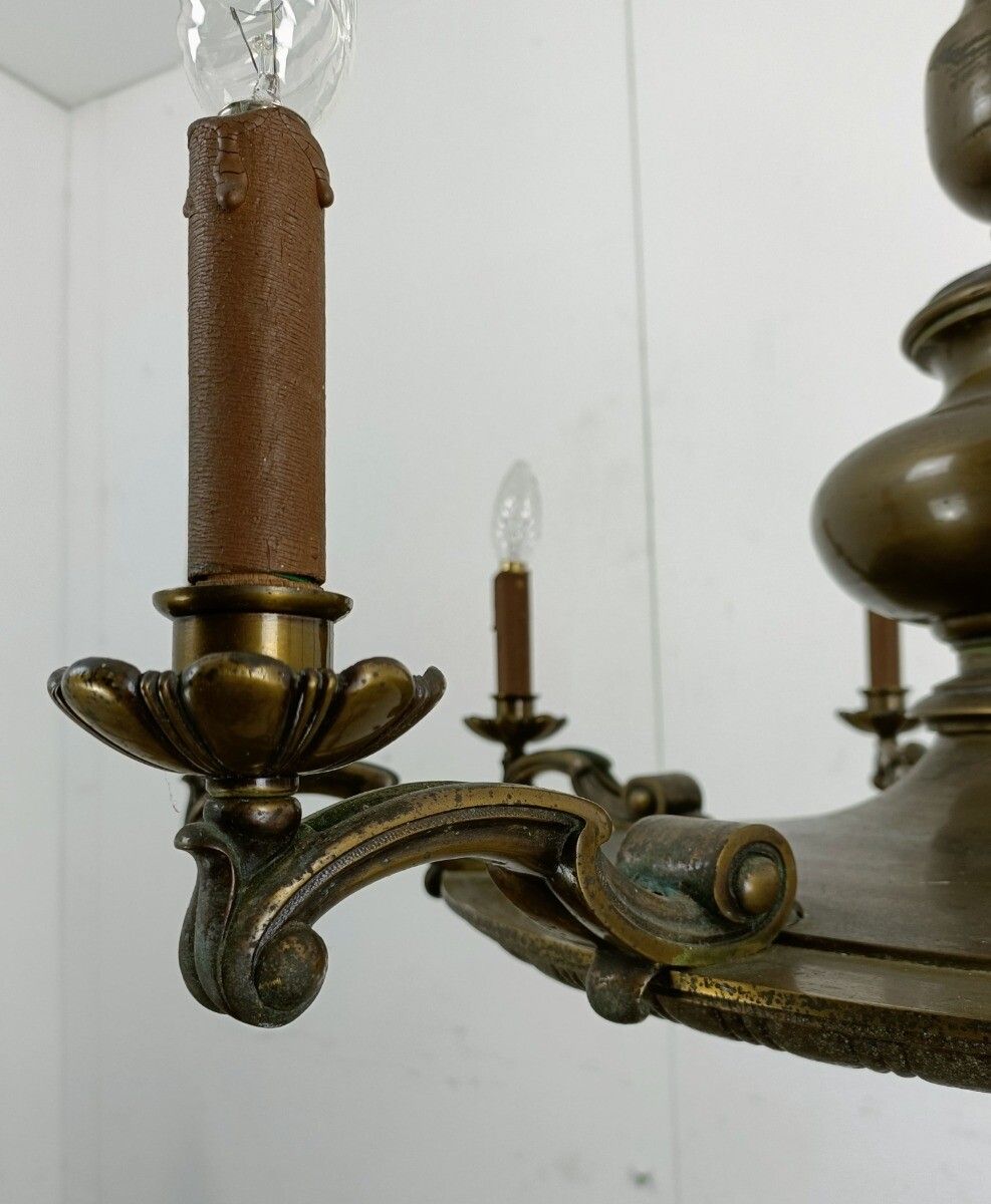 photo furniture Antique Jugendstil Bronze French Empire Pan Chandelier 8 Arms Huge Heavy Htf