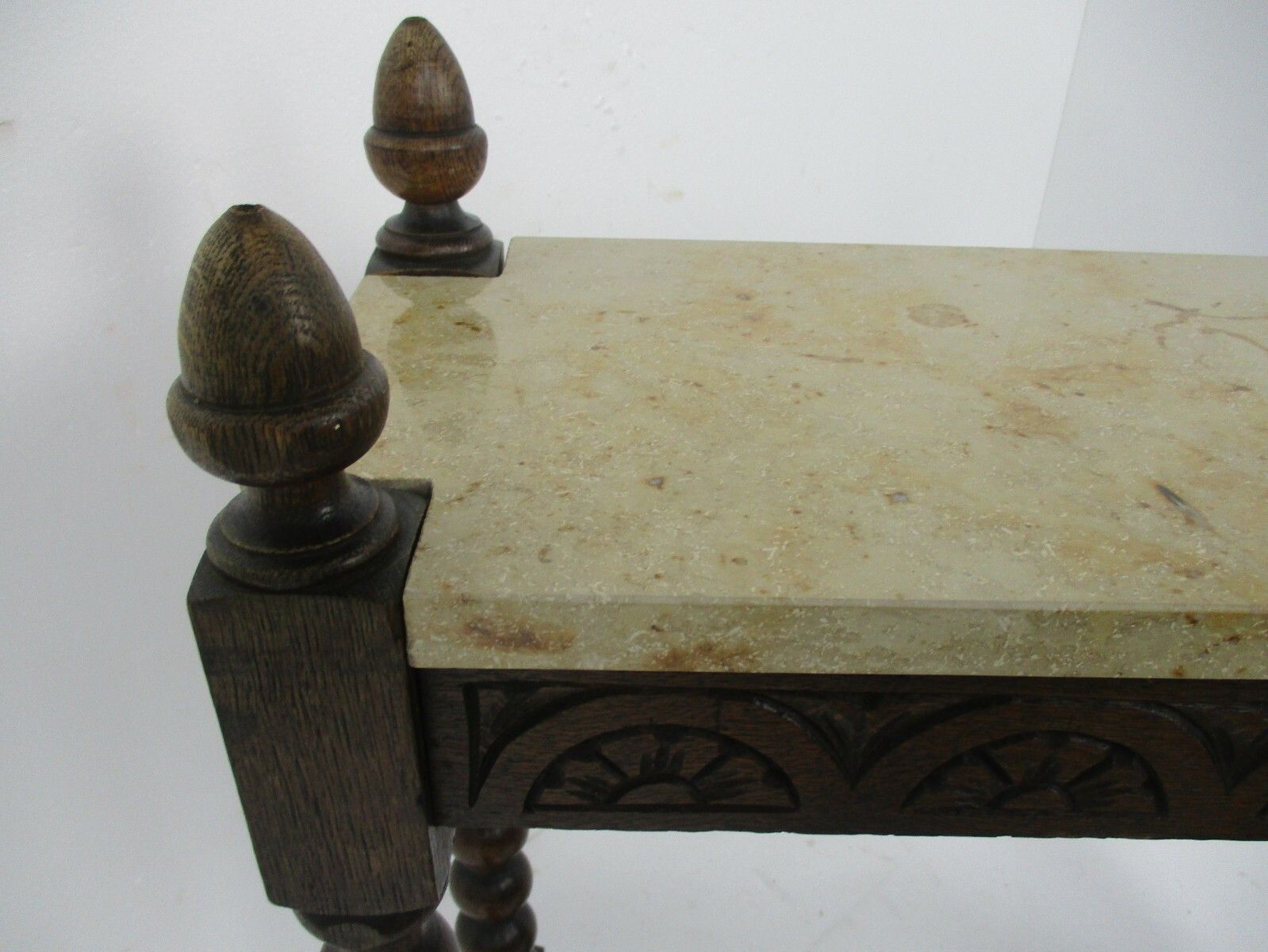 Antique Side Hallway Table Console Bobbin Wooden  Legs Marble Top Edwardian photo 502.0