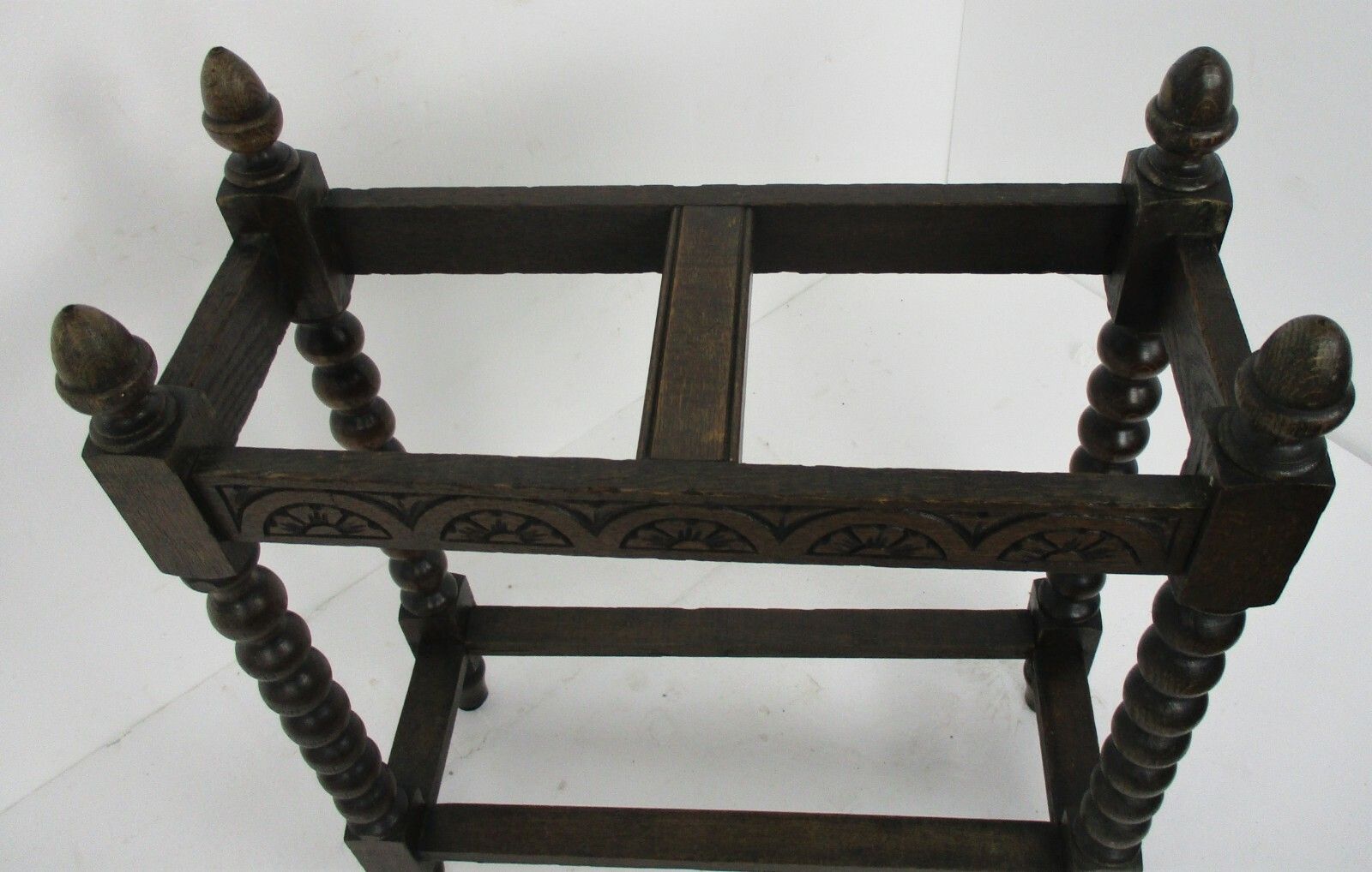 Antique Side Hallway Table Console Bobbin Wooden  Legs Marble Top Edwardian photo vintage