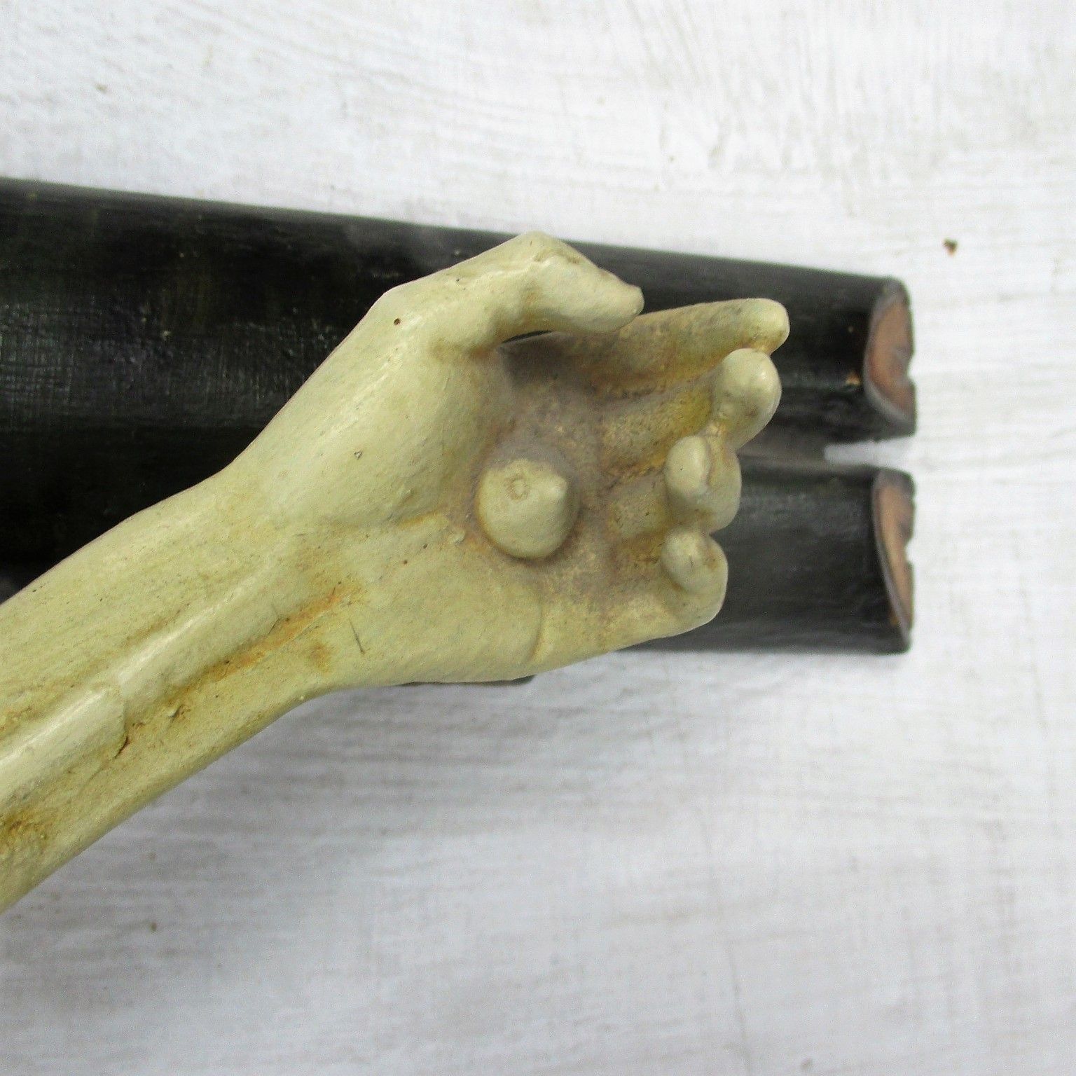Xl  Hanging Wall Crucifix Wood Plaster Art Nouveau Corpus Christi Wow 38.97" photo vinterior