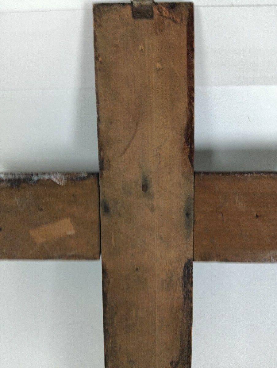Art Deco Bauhaus Hanging Wall Crucifix Wood Brass Corpus  Jesus Christ  Antique photo buy
