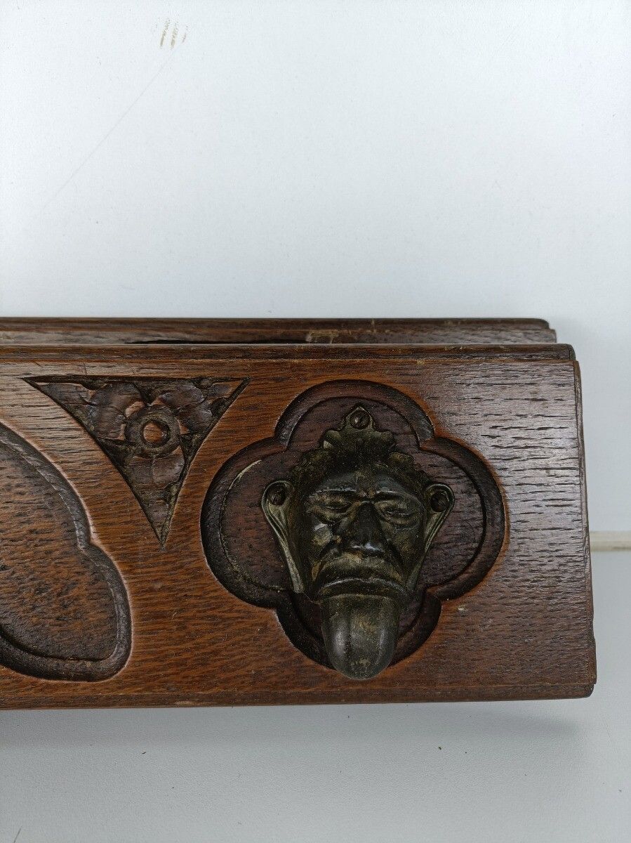 Antique Gargoyle Pair Corbels Hand Carved Wood  Architectural Reclaimed Trims Pa photo vintage