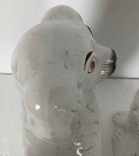 Antique Couple Pair Staffordshire Mantlepiece Wally Spaniel Dogs Porcelain  Larg photo Home Decor