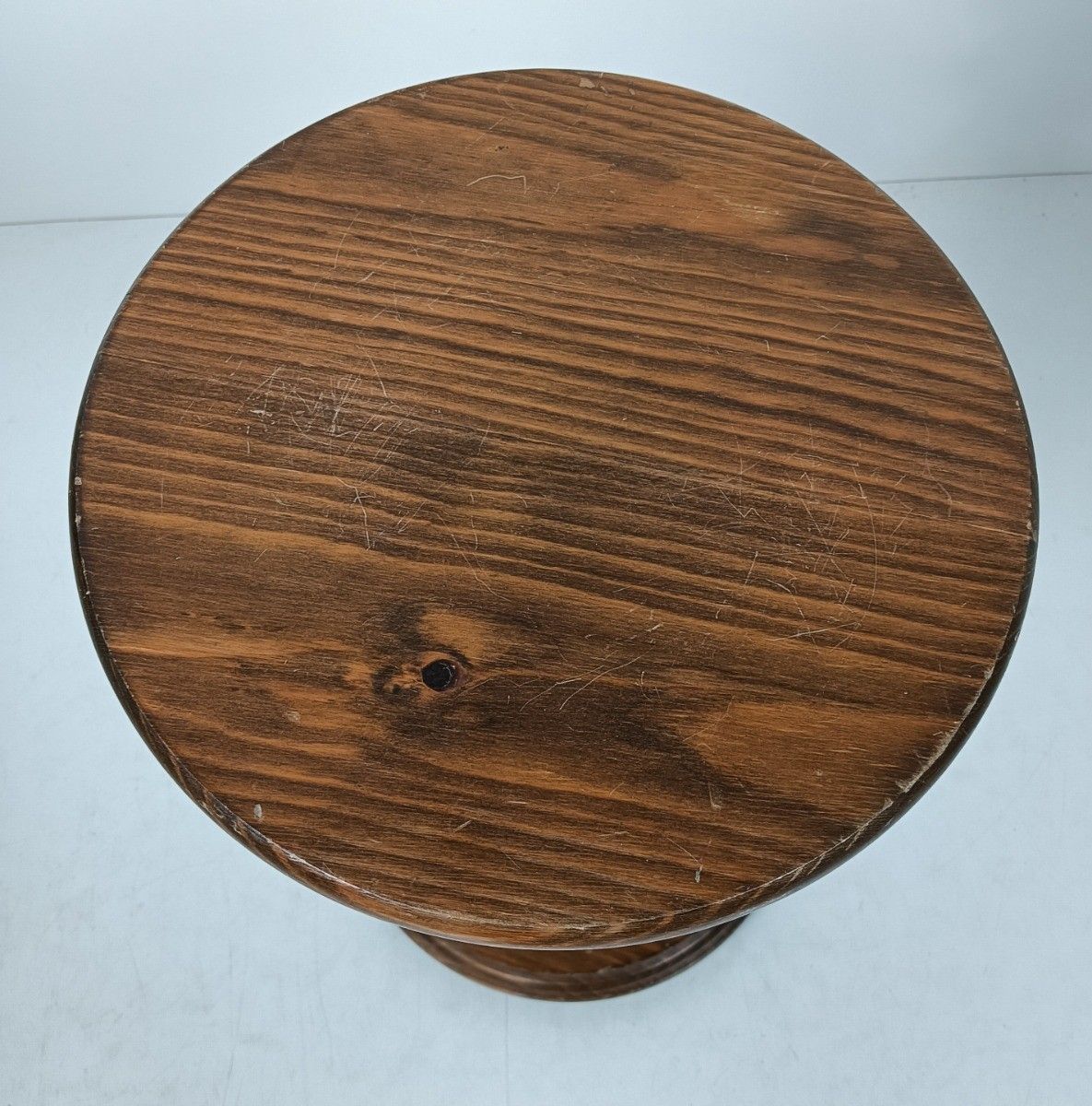 Vintage Pedestal Hand Carved Pinewood Plant Stand Side Table Bonsai Flower Table photo for sale