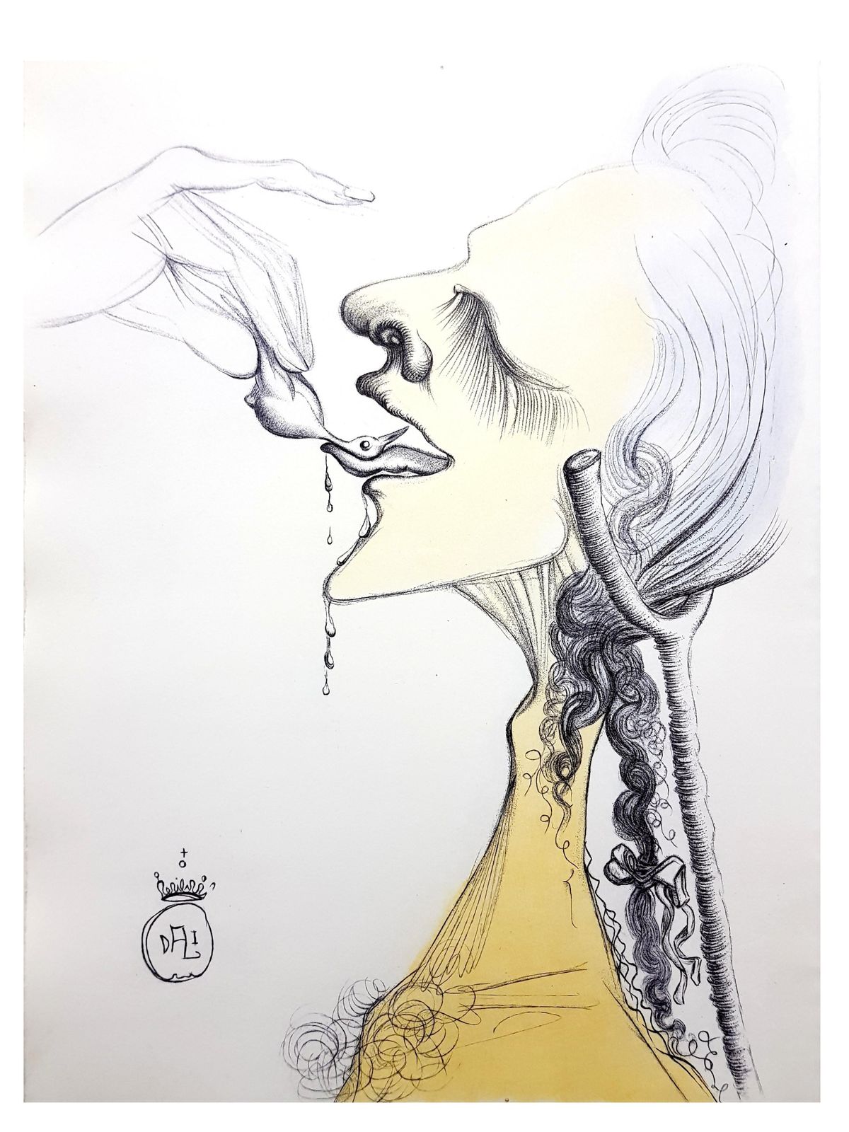 Salvador Dalí­Salvador Dali   Bird On Tongue   Original Etching1967 photo vinterior