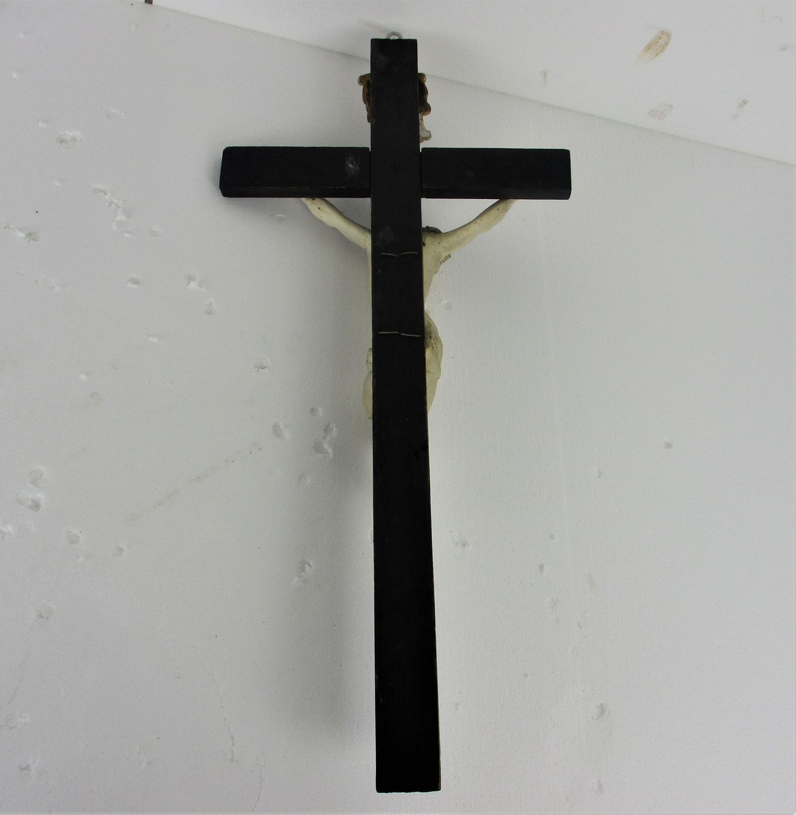 photo for sale Large Hand Carved Wood Church Chapel  Hanging Ornate Crucifix Plaster  Dramatic