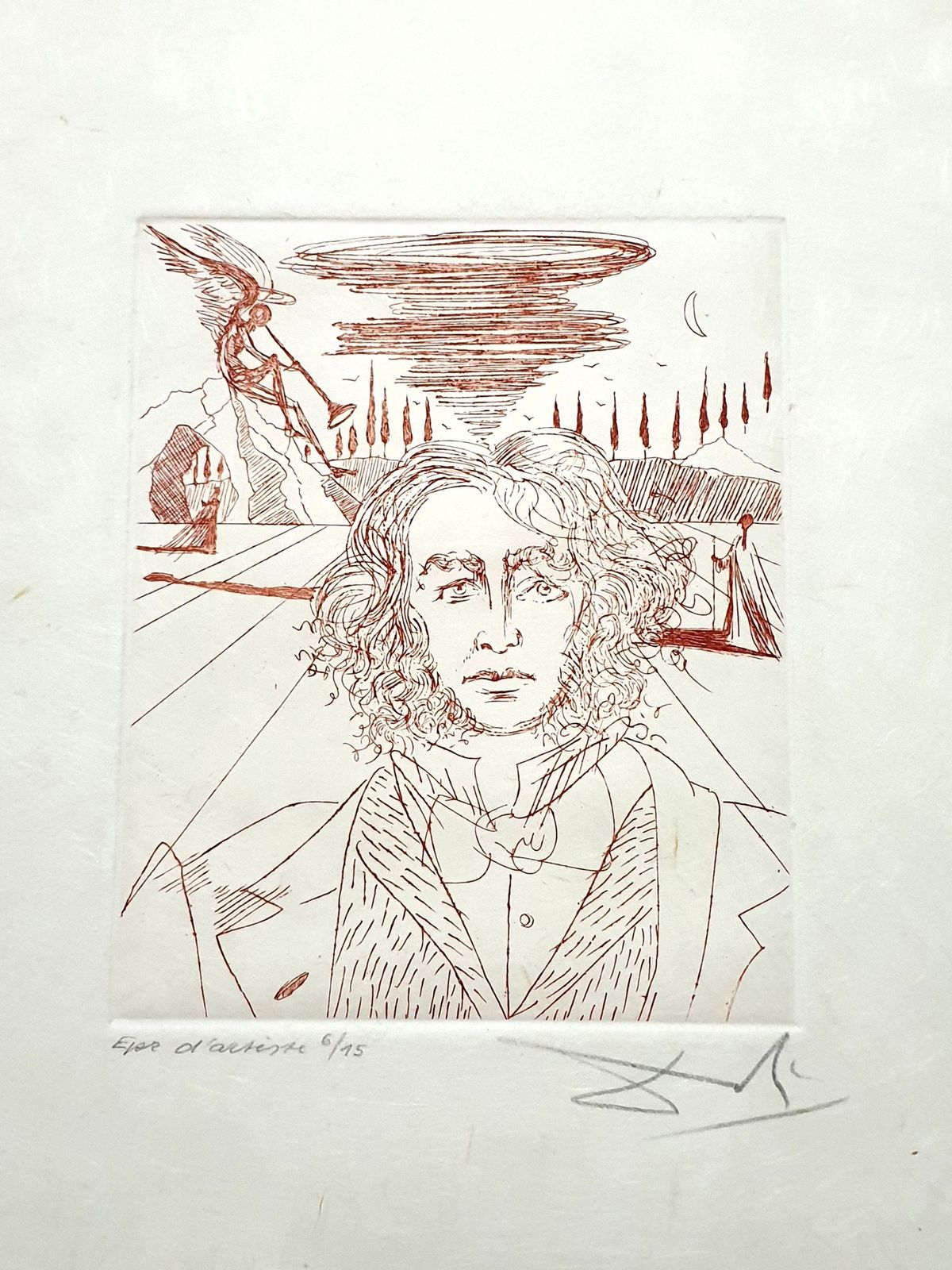 Salvador Dalí­Salvador Dali   Henry Wadsworth Longfellow   Original Handsigned Etching1967