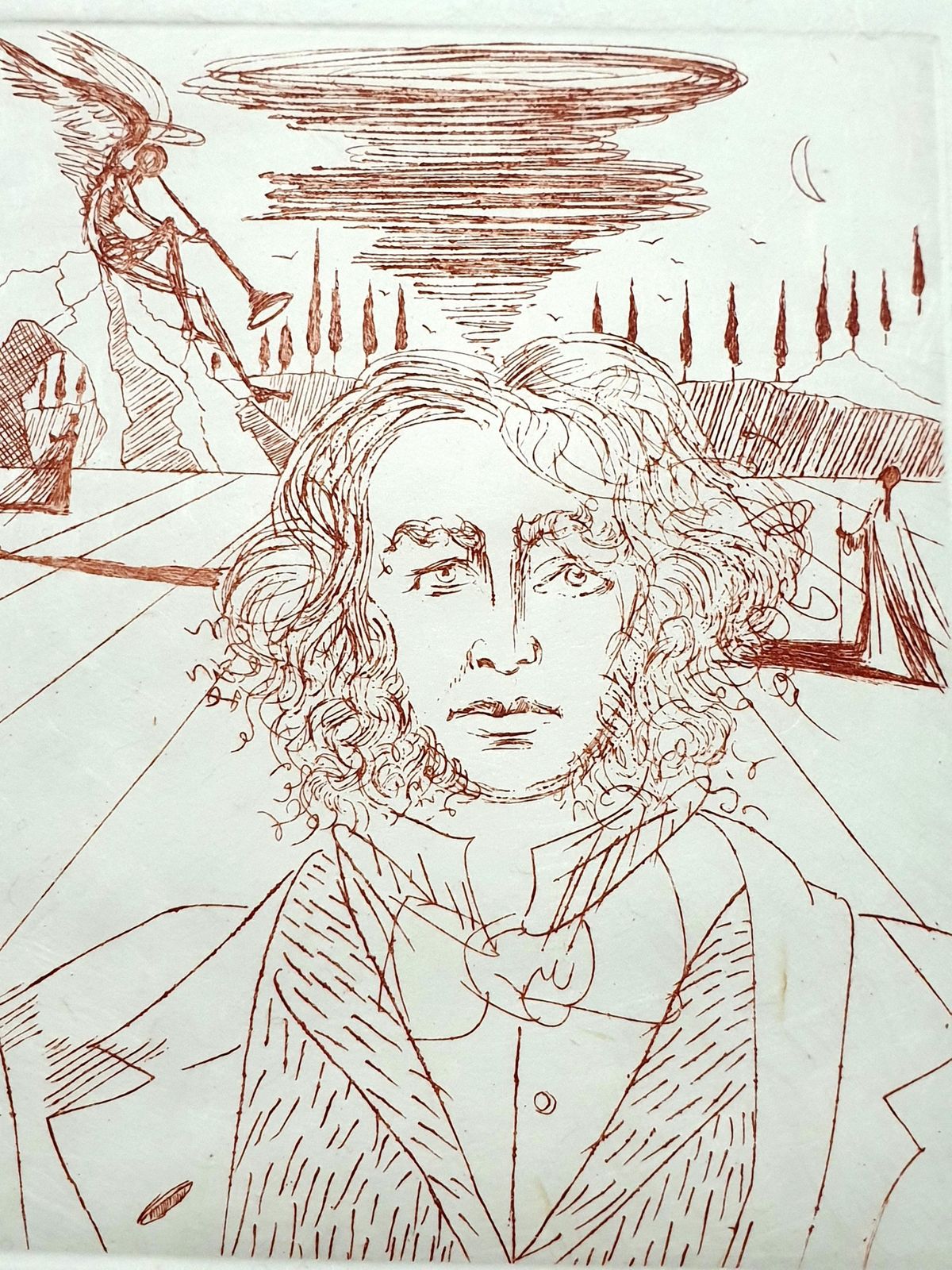 Salvador Dalí­Salvador Dali   Henry Wadsworth Longfellow   Original Handsigned Etching1967 photo 2467.0