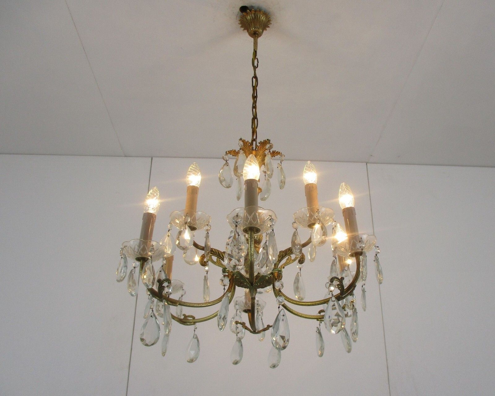 9 Lights  Chandelier Revival French Empire Style Brass Ornate Prisms photo furniture