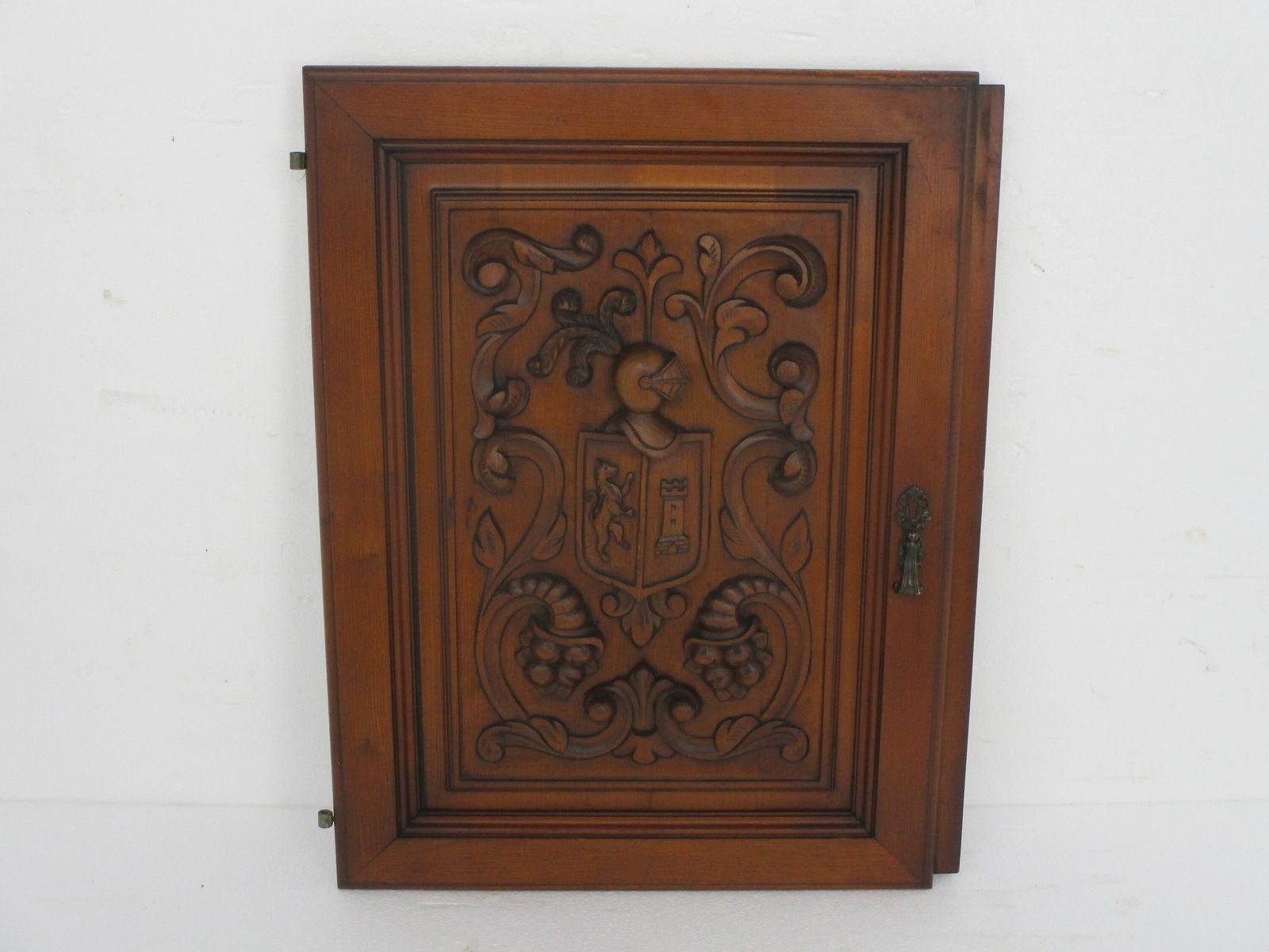 Antique Hand Carved Wood Door Panel Reclaimed Architectural Middle Ages Scene Sh photo furniture