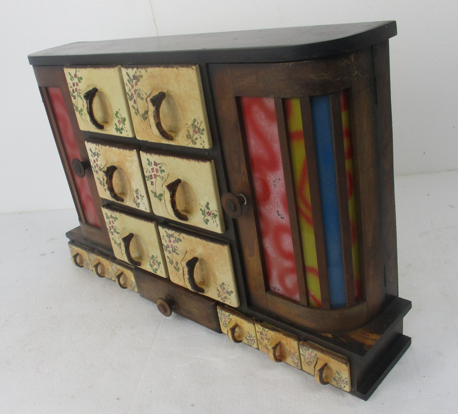 Art Deco Nouveau  Kitchen Spice Rack Cabinet Pop Art Herbs Spices  Jars Colored photo Furniture