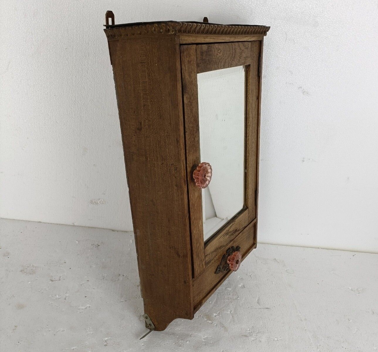 Art Deco Hanging Medicine Apothecary Cabinet Kitchen Bathroom Carved Wood Bevele photo buy