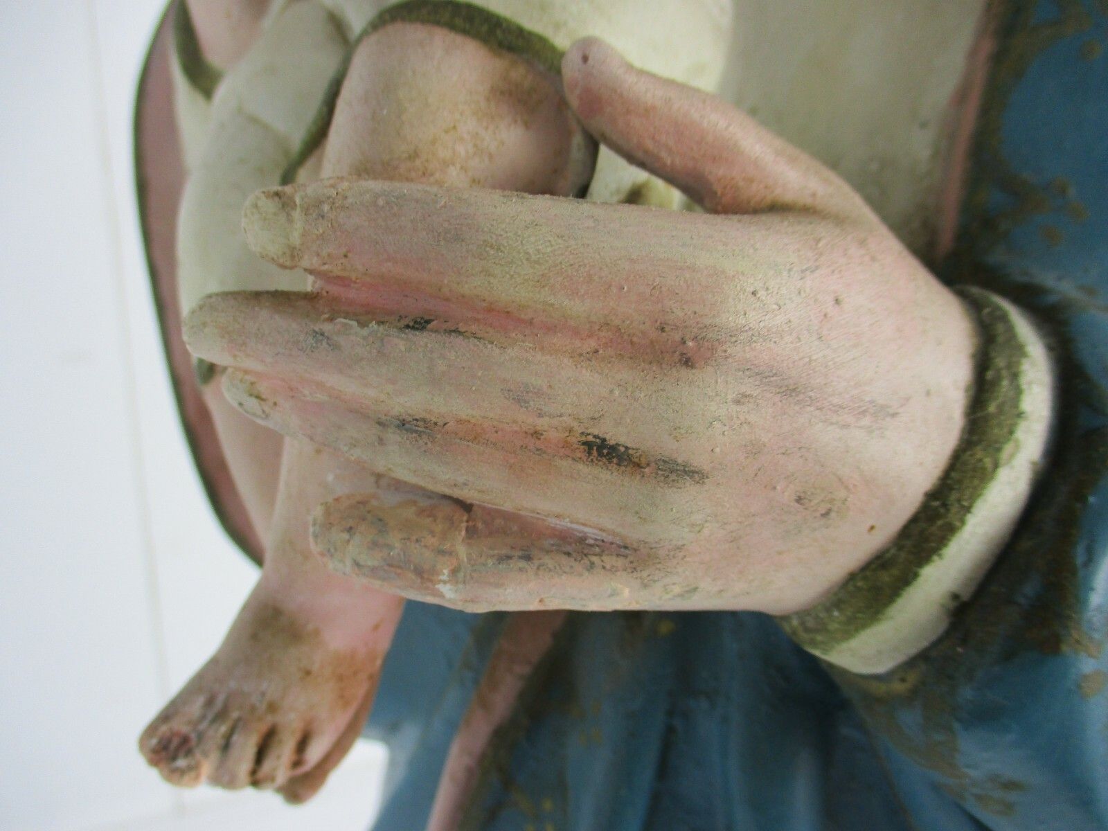 Church Statue Virgin Mary  Madonna With Infant Jesus 1900s  Plaster Statue Wow photo vinterior