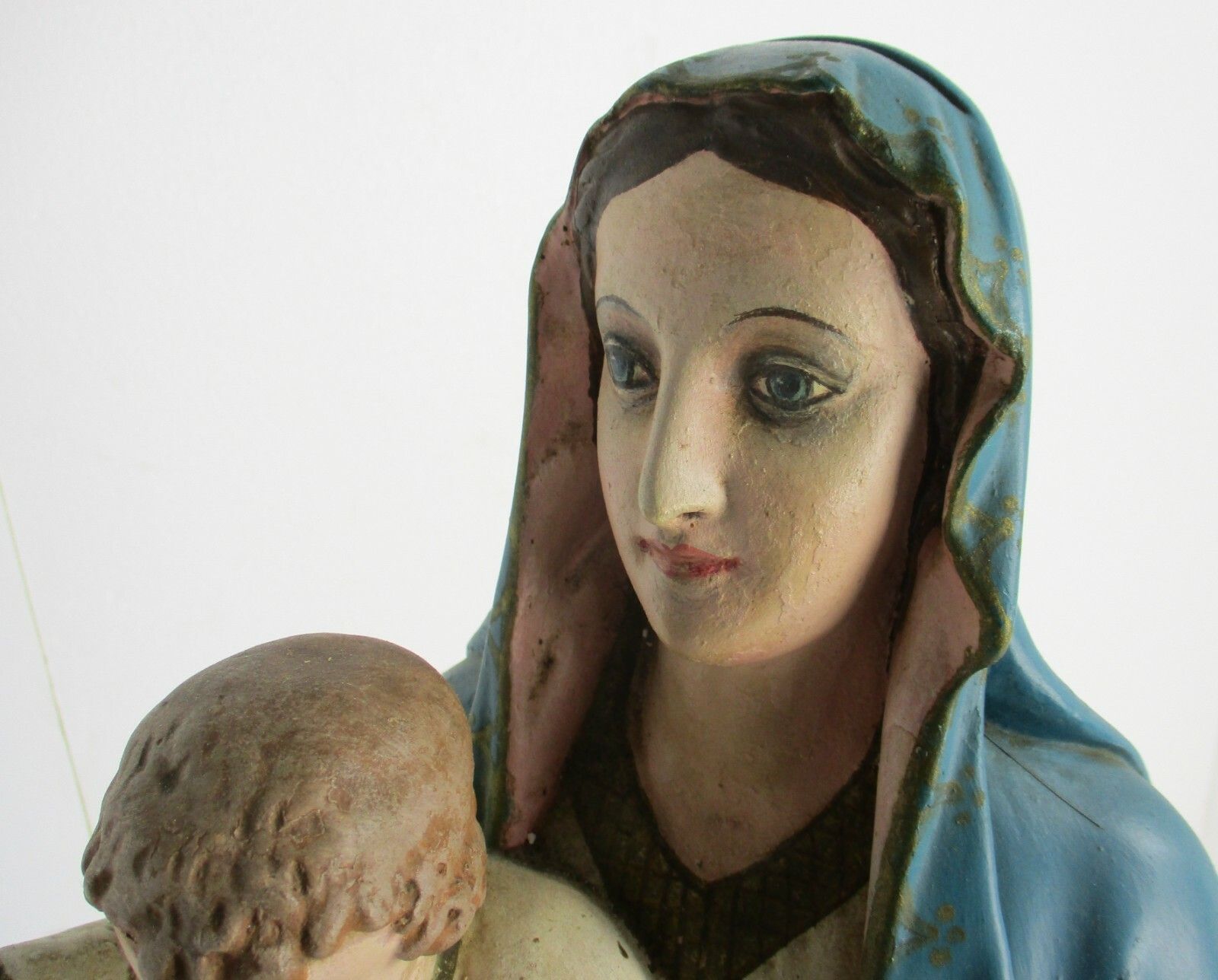 Church Statue Virgin Mary  Madonna With Infant Jesus 1900s  Plaster Statue Wow photo vintage