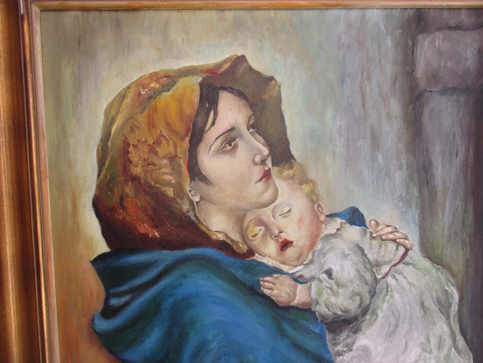 L Gorgeous Oil Painting Canvas Madonnina Madonna Della Strada After Ferruzzi photo for sale