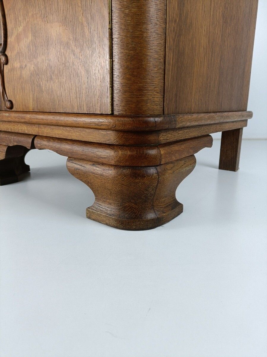 Stylish Art Deco Antique Nightstand End Table Wood Marble Top Cabinet photo vinterior