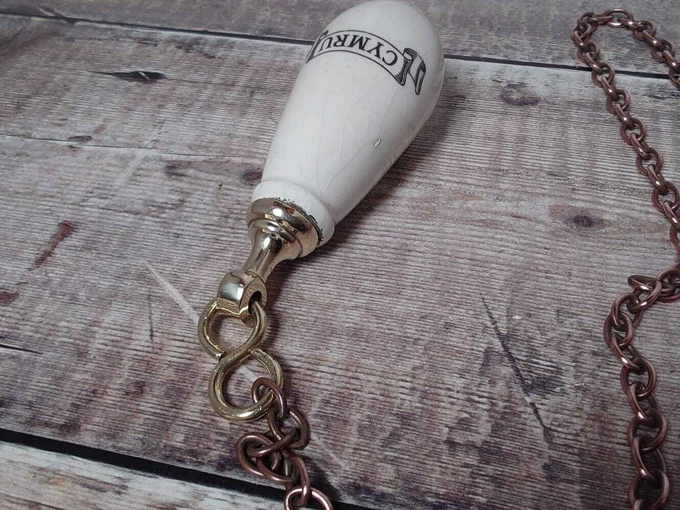 photo furniture Vintage Ceramic Welsh Toilet Cistern Pull And Brass Chain, Vintage Toilet Flush Pull Chain, Ceramic Pull Handle, Welsh Ceramic Light Pull