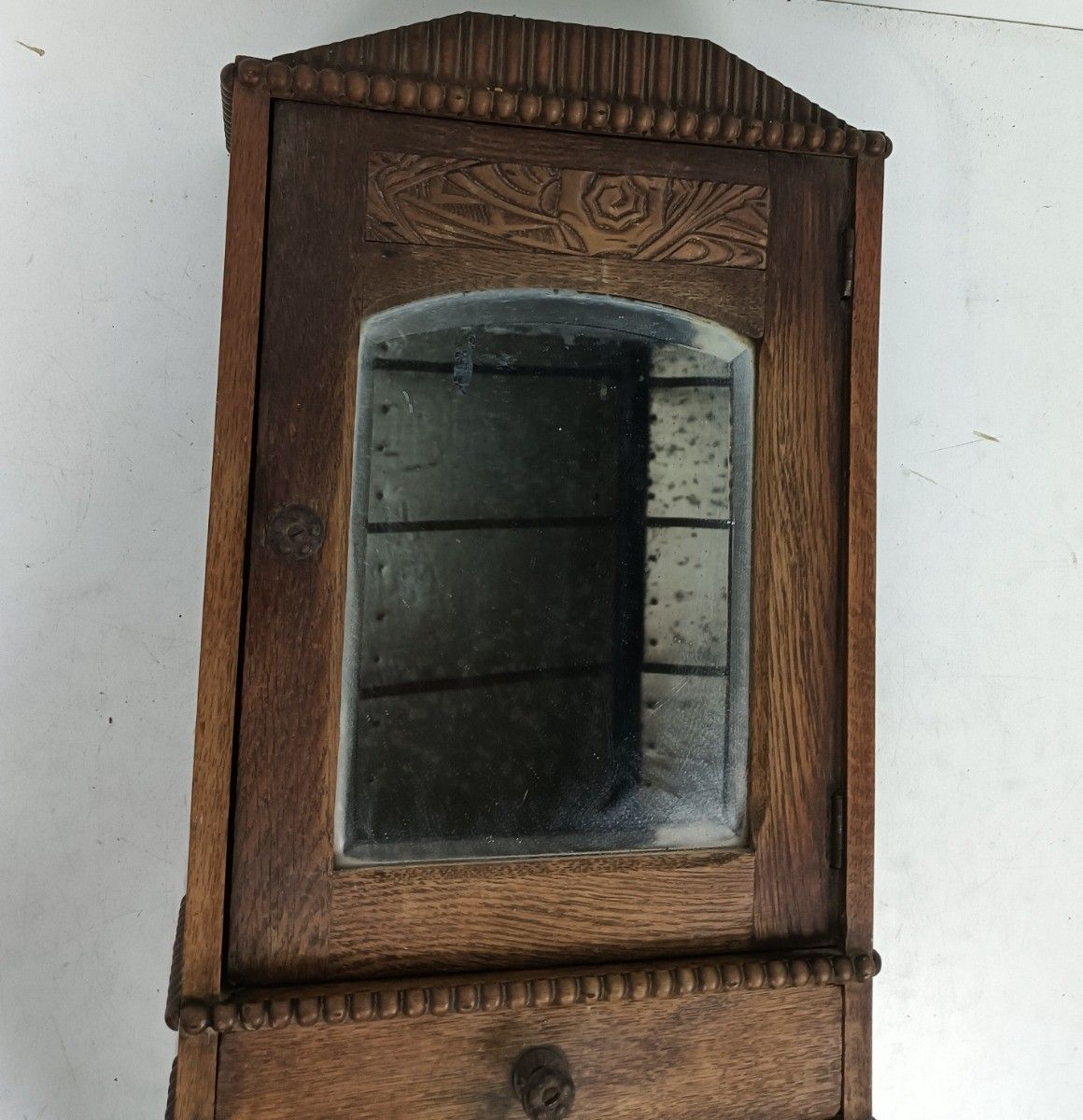 Antique Medicine Apothecary Pharmacy Cabinet Wall Hanging Beveled Glass Barn Sty photo 244.0