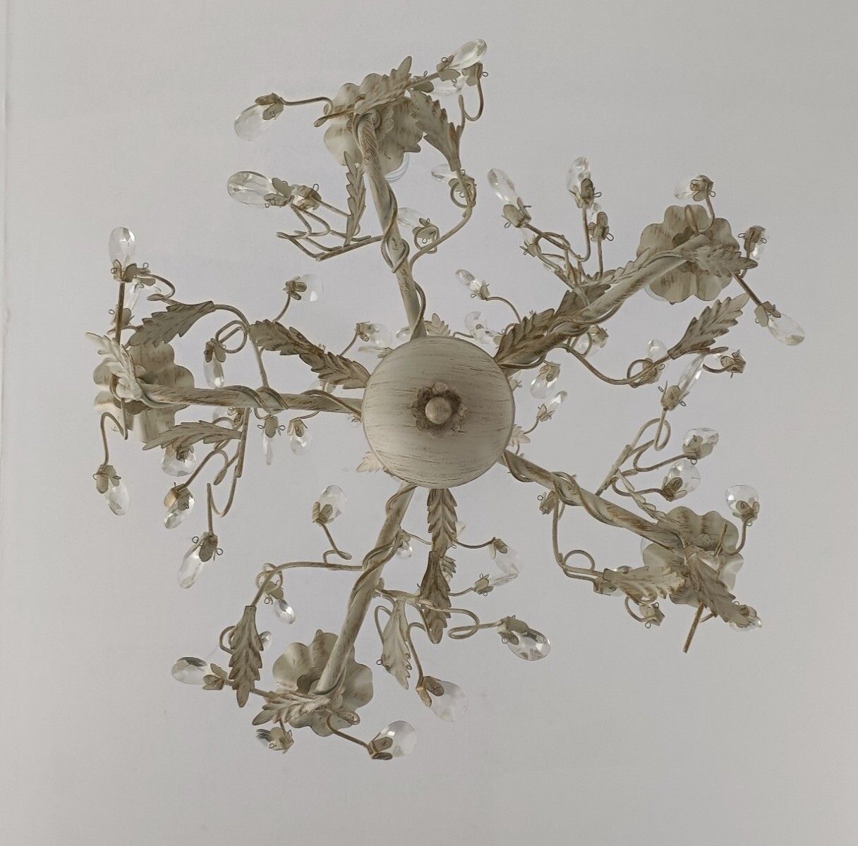 photo for sale Chandelier 5 Lights Lovely  Flower Prisms Metal Glass, Lucide Belgium