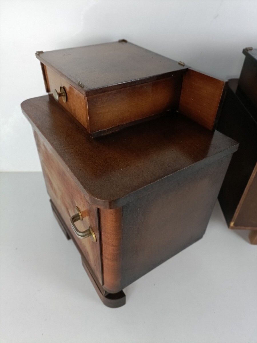 Furniture Pair Antique Art Deco Nightstands End Tables Dresser 20s 30s Vanity Cabinets  Wo photo