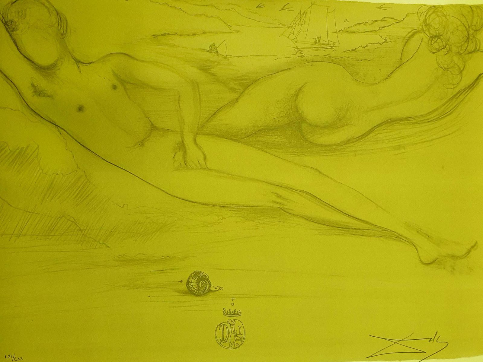 Salvador Dalí­Salvador Dali   At The Beach   Lithograph1970