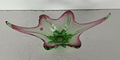 Green Cranberry  Murano Italian Art Glass Centerpiece Dish Bowl Mid Century Vint photo furniture