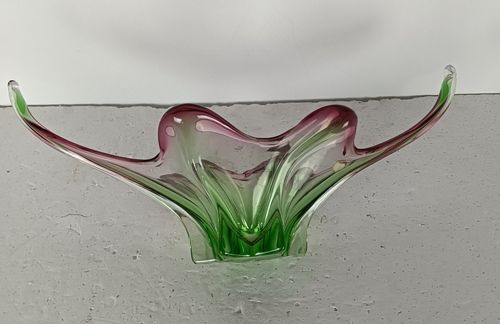 photo furniture Green Cranberry  Murano Italian Art Glass Centerpiece Dish Bowl Mid Century Vint