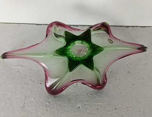 photo for sale Green Cranberry  Murano Italian Art Glass Centerpiece Dish Bowl Mid Century Vint