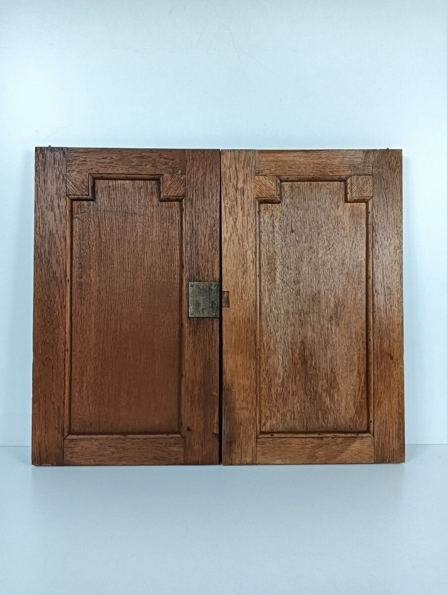 Pair Antique Door Panels Carved Wood Ornate  Architectural Reclaimed Salvaged Wo photo vintage