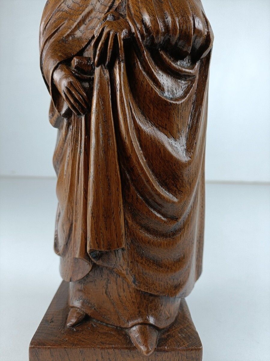 photo furniture Hand Carved Wooden Statue Figurine Sculpture Old Lace Lady Bruges Signed Vanmet