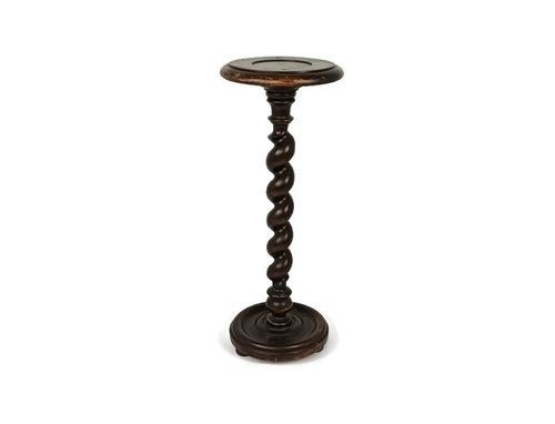 Vintage Barley Twist Twisted Hand Carved Wooden Pedestal Plant Stand Side Table