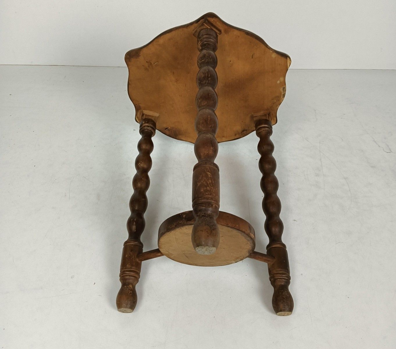 Jacobean Bobbin Legs Wood Side Occasional Table Pedestal Plant Stand Two Tier Ba photo vintage