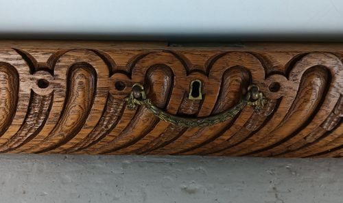 Two Ornate Carved Wooden Pediment Cabinet Doors Brass Handle Architectural Salva photo 130.0