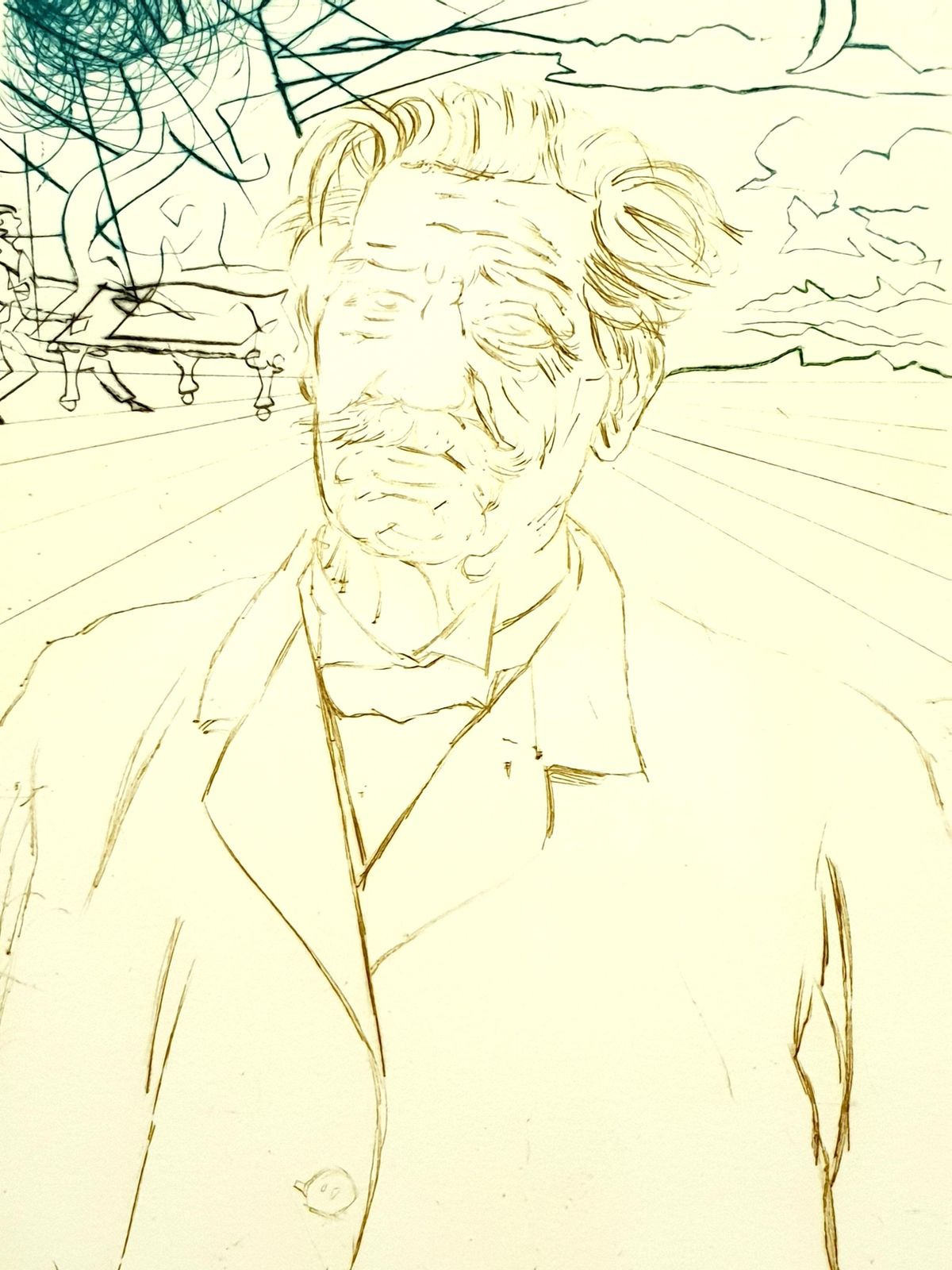 Salvador Dalí­Salvador Dali   Albert Schweitzer   Original Handsigned Engraving1970 photo buy