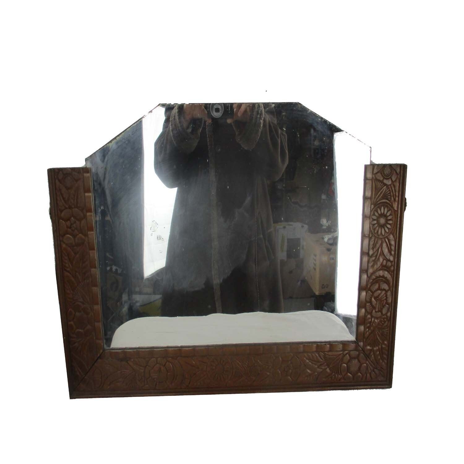 Art Deco Mirror Ornate Ornate Wooden Frame Clear Glass Art Nouveau Lovely 1920s photo Home Decor