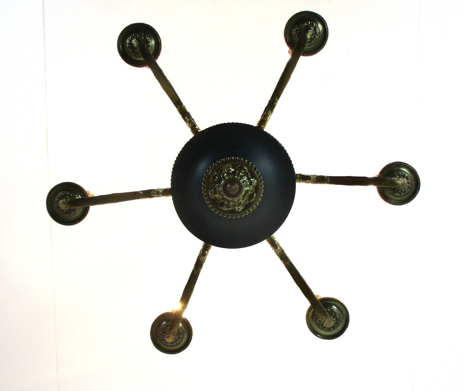 6 Arms Lights Pan Chandelier Revival French  Empire Vintage Modernist Brass photo vinterior