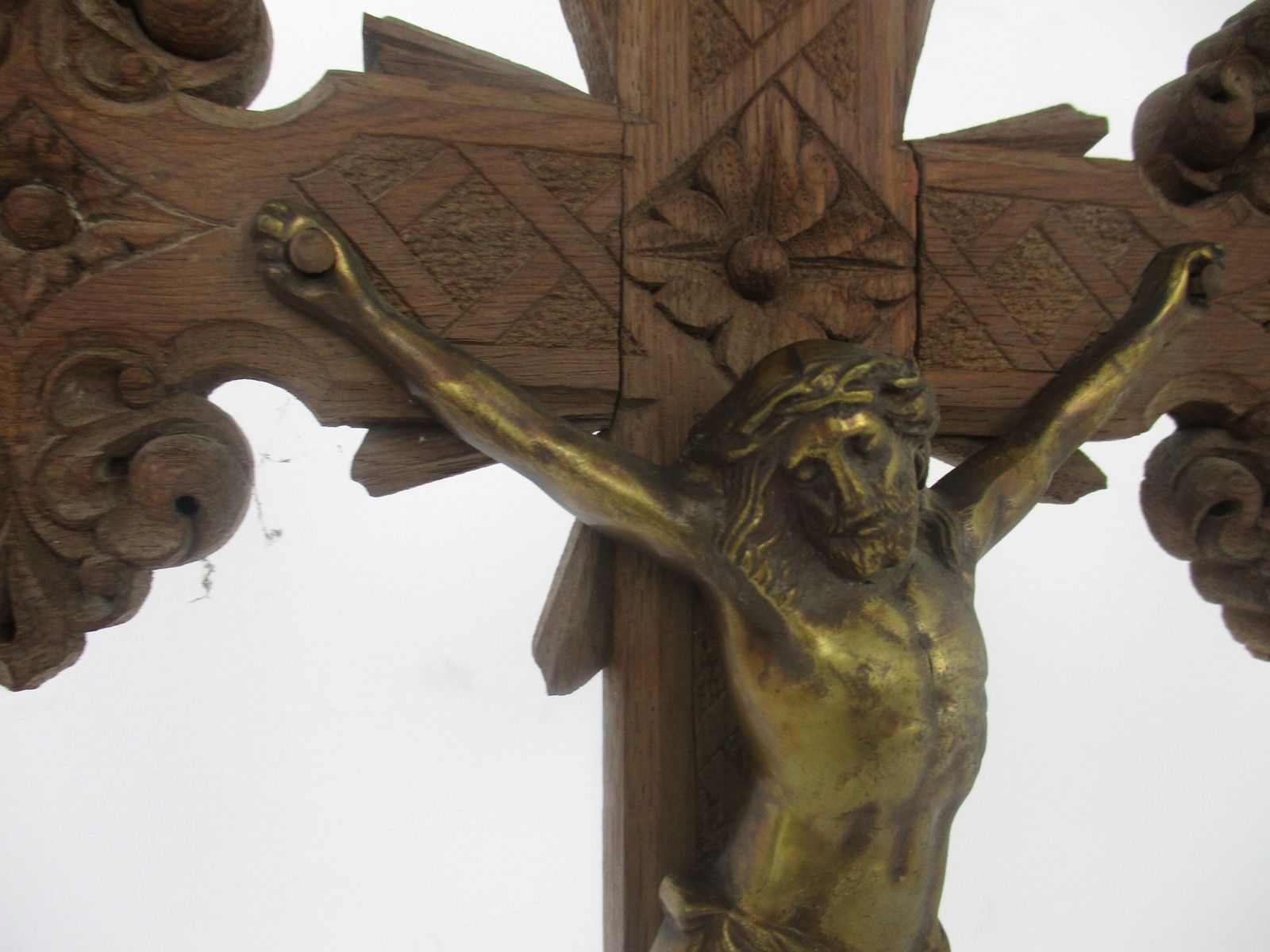 Large Standing Altar Church Chapel Crucifix Jesus Christ Cross Brass Stunning Co photo furniture