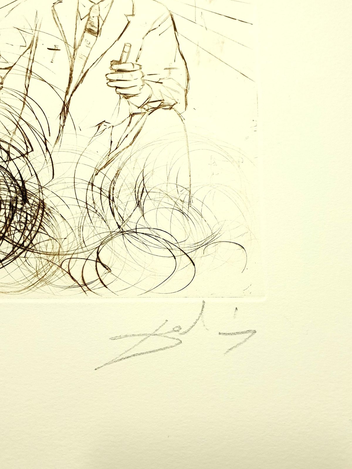 Salvador Dalí­Salvador Dali   Jonas Salk   Original Handsigned Engraving1970 photo Art