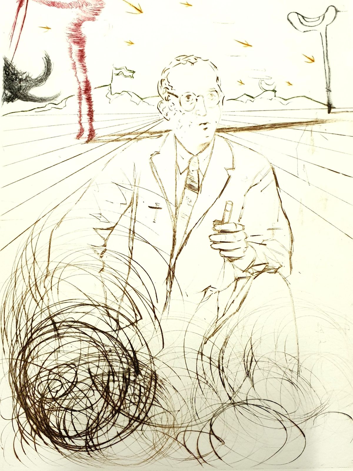 Salvador Dalí­Salvador Dali   Jonas Salk   Original Handsigned Engraving1970 photo 2247.0