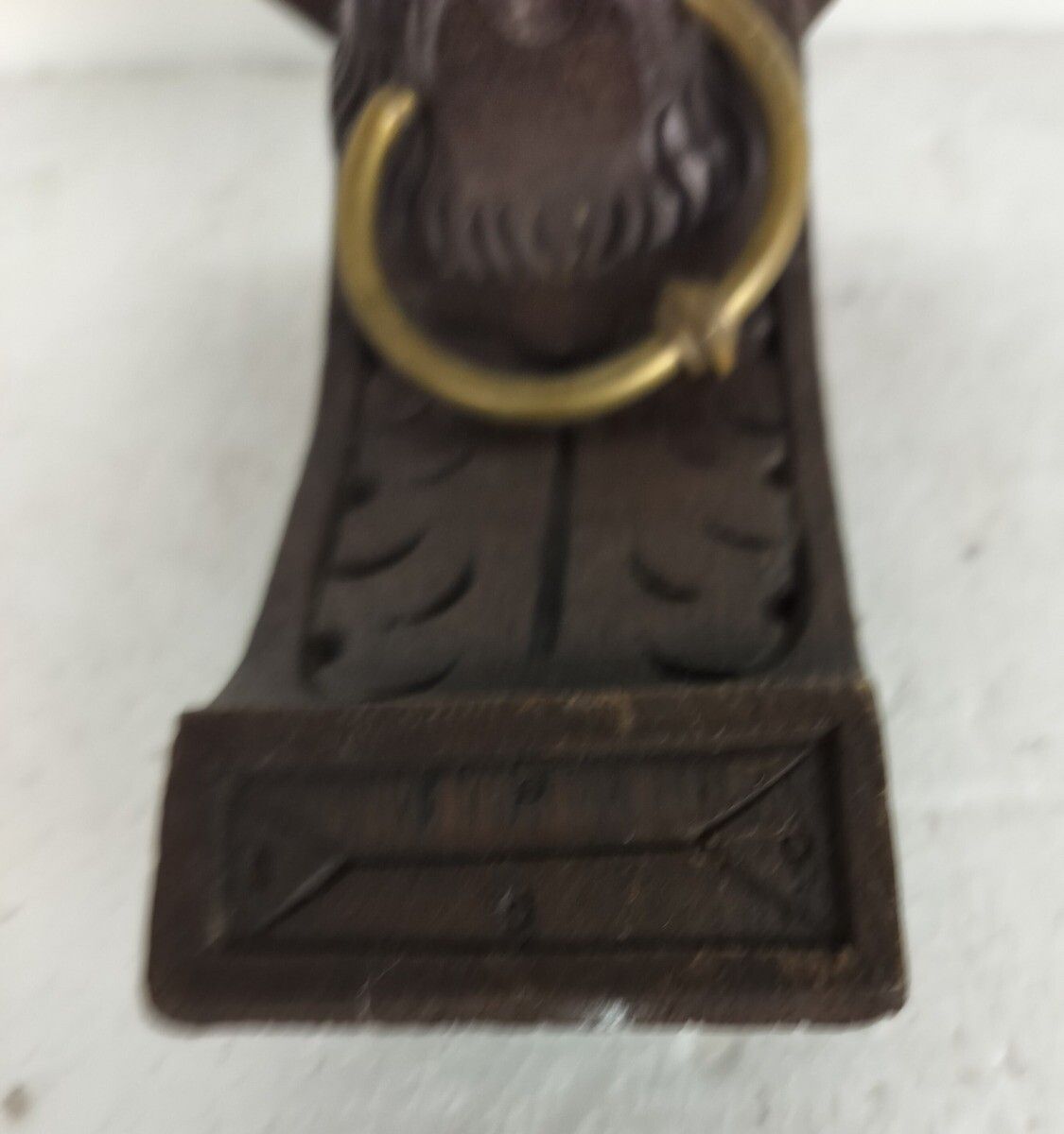 photo for sale Antique French Carved Wood Reclaimed Architectural Lion Head Small Corner Consol
